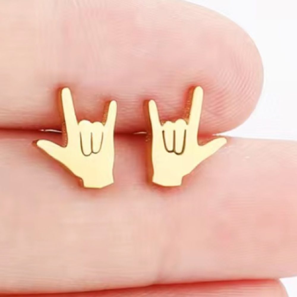 NWT Dainty ASL I Love You stainless steel earrings - Picture 4 of 5